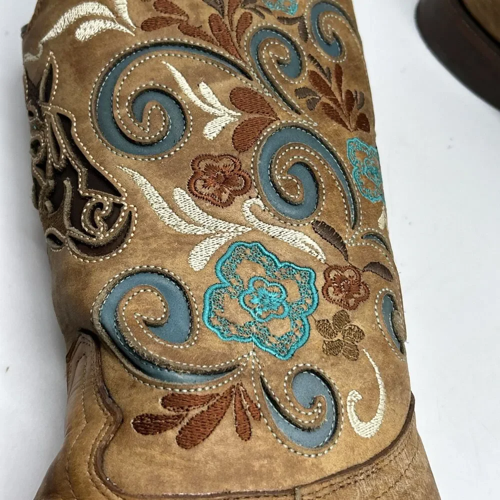 Corral Boots Womens 6.5 M Horse‎ Inlay Embroidered Cowboy Western